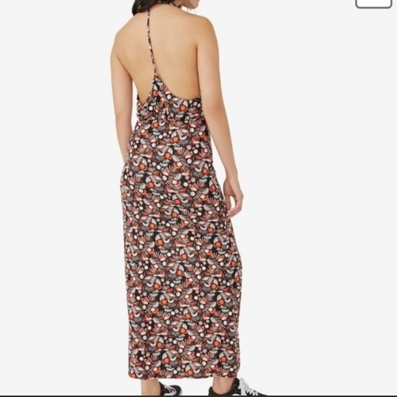 Free People Daria Halter Wrap Backless Maxi Dress Color Black Combo Size Medium - Picture 13 of 14